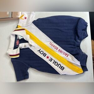 vintage bugle boy Sailing School Baby Jumper Size 6-9 Months Blue Collar Cotton